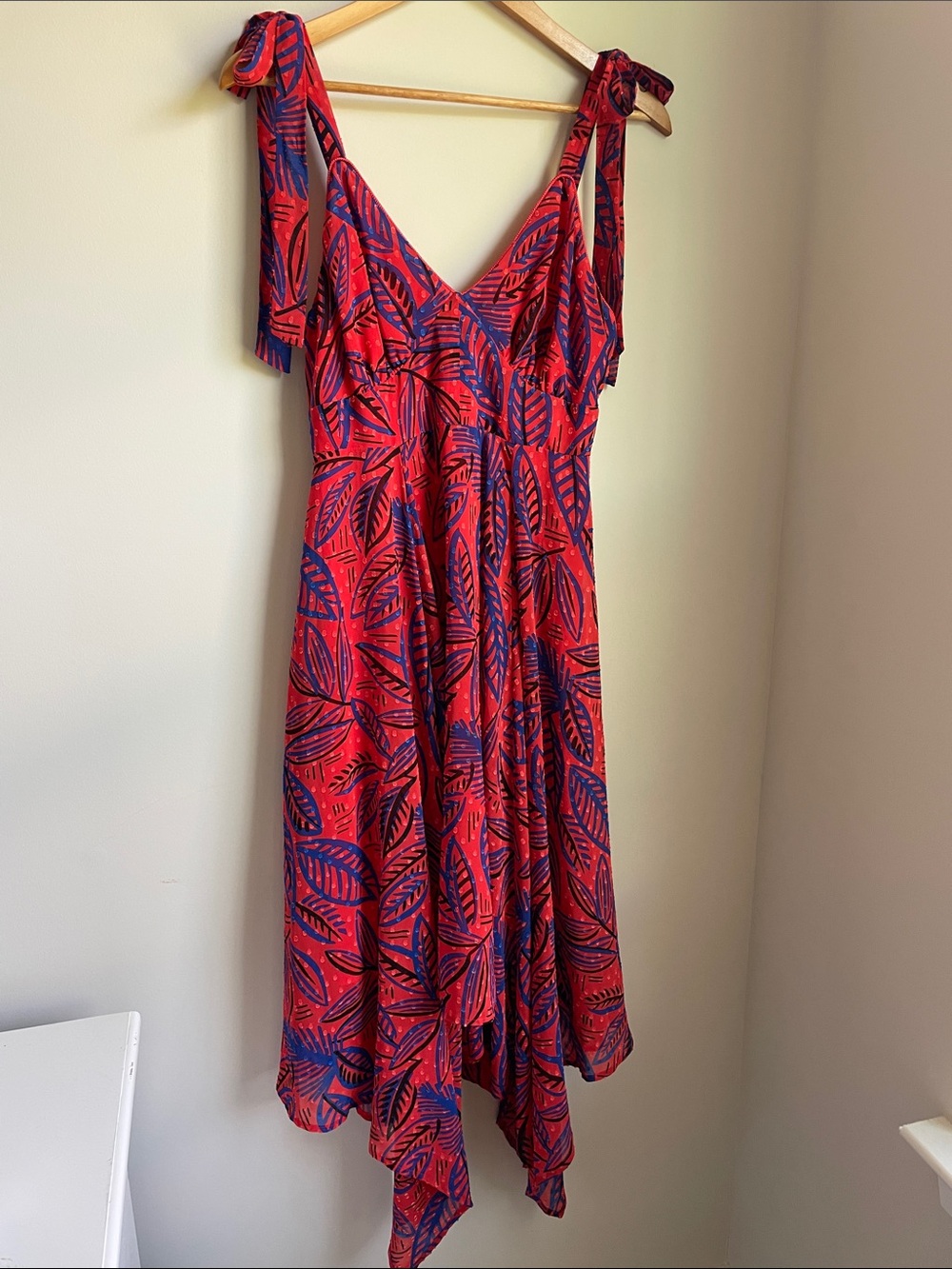 Alexis for Target Red Leaf Print Asymmetrical Hem Midi Dress